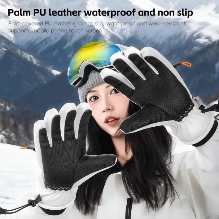 WEST BIKING Touchscreen Ski Gloves Windproof & Waterproof Winter Gloves with Anti-Slip Palm, Zipper Pocket for Snow Pass, Size: M