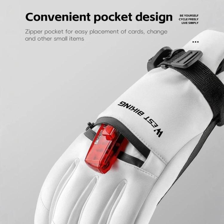 WEST BIKING Touchscreen Ski Gloves Windproof & Waterproof Winter Gloves with Anti-Slip Palm, Zipper Pocket for Snow Pass, Size: L