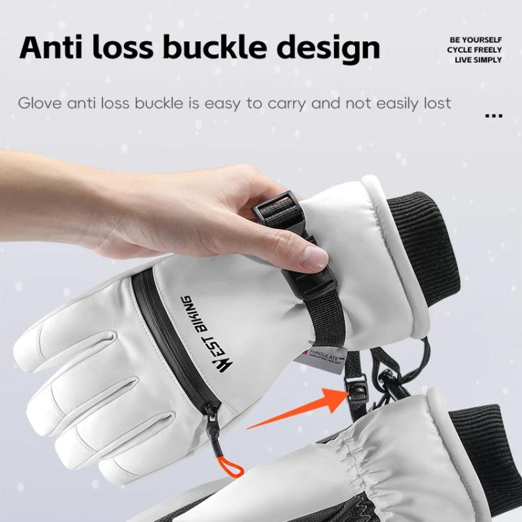WEST BIKING Touchscreen Ski Gloves Windproof & Waterproof Winter Gloves with Anti-Slip Palm, Zipper Pocket for Snow Pass, Size: XL