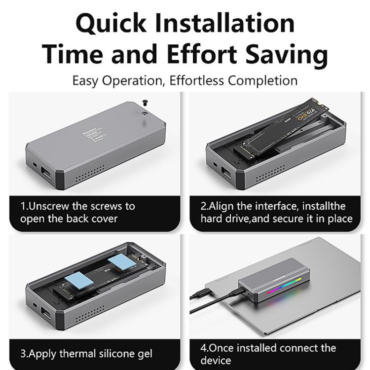Blueendless M280U4 PLUS USB4 External SSD Enclosure With RGB L & External Fan M.2 NVMe SSD Reader
