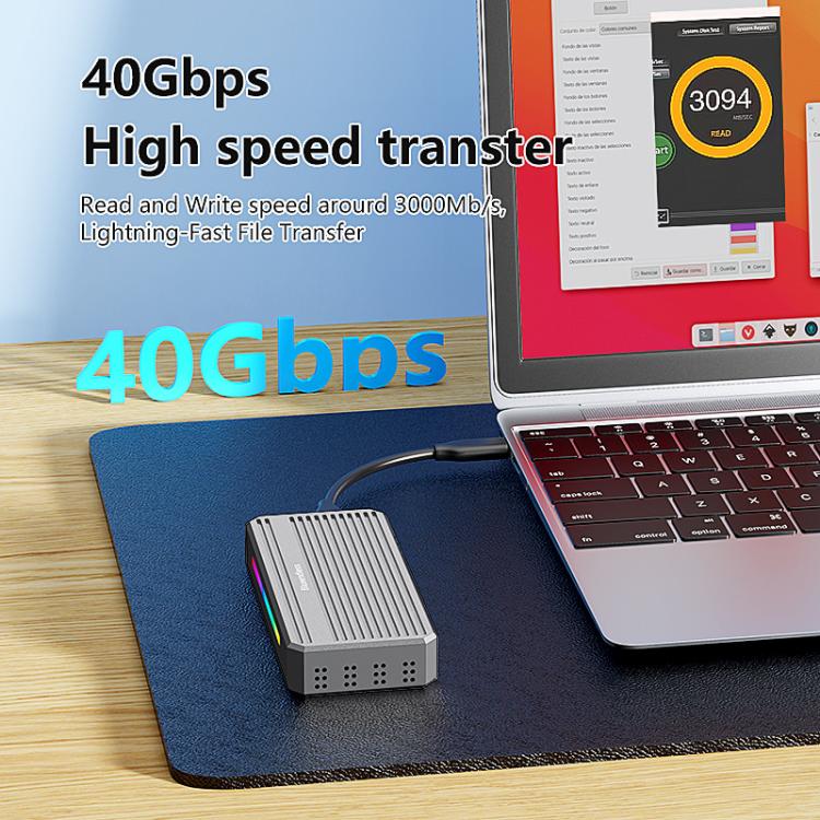 Blueendless M280U4 PLUS USB4 External SSD Enclosure With RGB L & External Fan M.2 NVMe SSD Reader