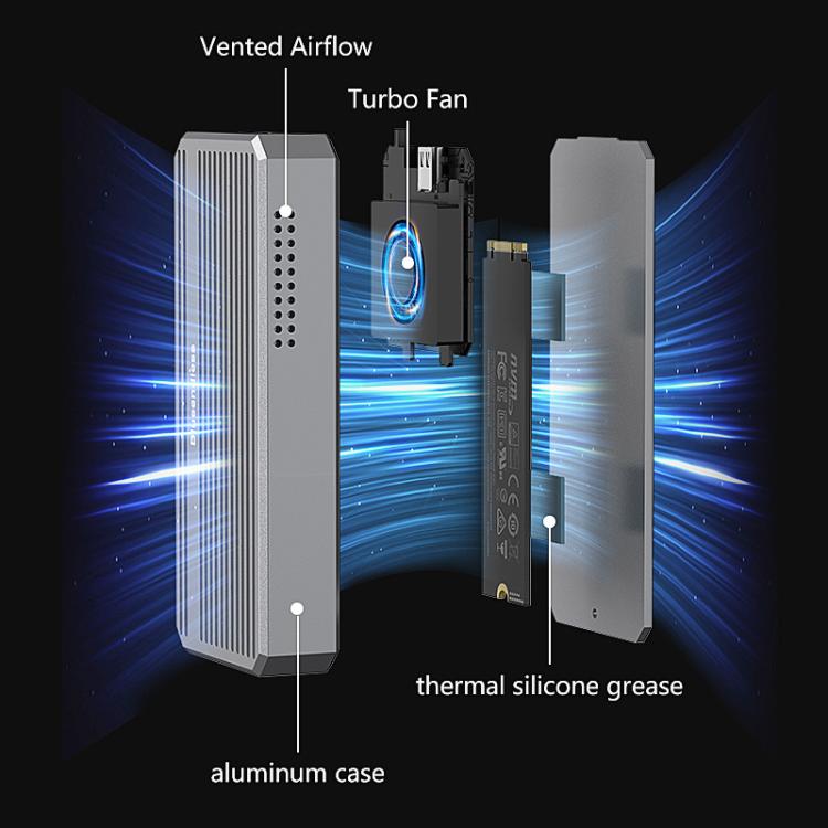 Blueendless M280U4 PLUS USB4 External SSD Enclosure With RGB L & External Fan M.2 NVMe SSD Reader