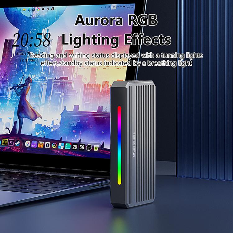 Blueendless M280U4 PLUS USB4 External SSD Enclosure With RGB L & External Fan M.2 NVMe SSD Reader