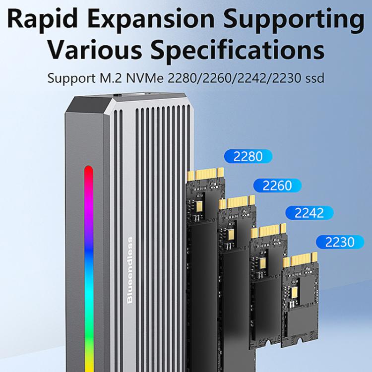 Blueendless M280U4 PLUS USB4 External SSD Enclosure With RGB L & External Fan M.2 NVMe SSD Reader