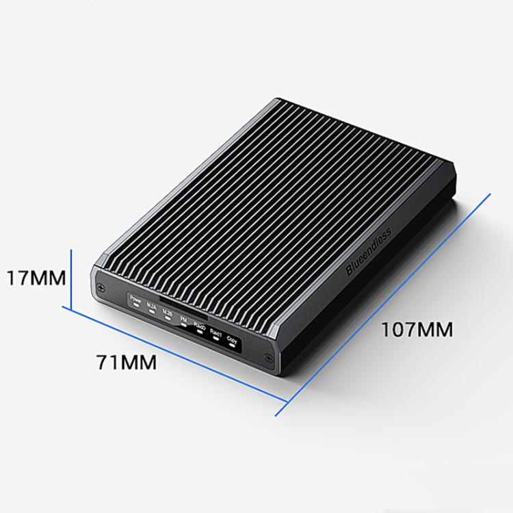 Blueendless DB280A3 M.2 Disk Array Enclosure NVMe / SATA Dual-Protocol RAID Portable SSD Enclosure 20Gbps Offline Copy