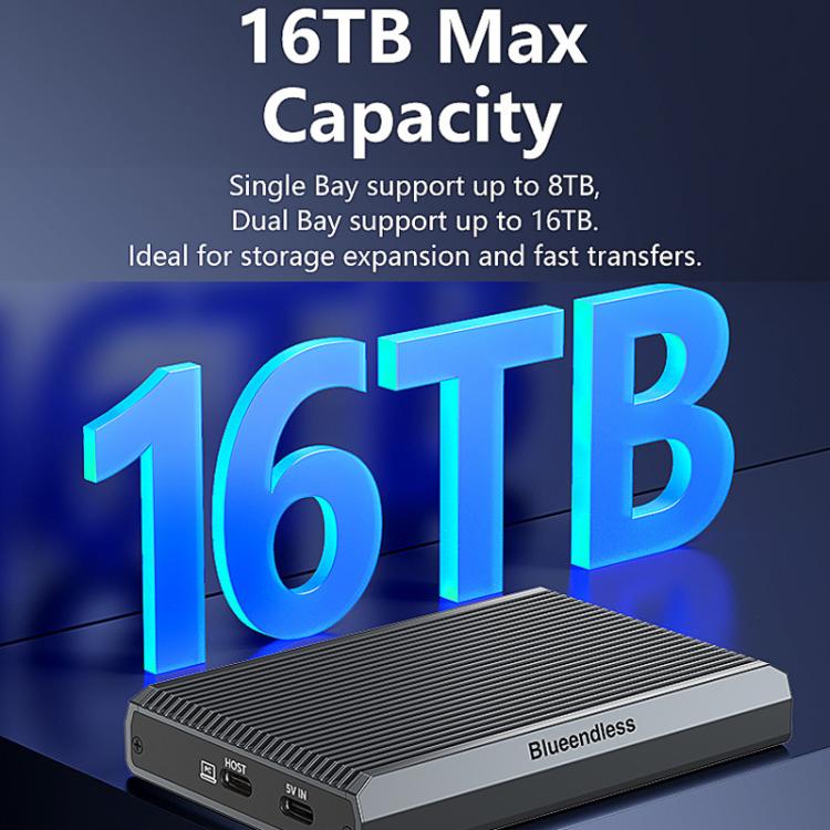 Blueendless DB280A3 M.2 Disk Array Enclosure NVMe / SATA Dual-Protocol RAID Portable SSD Enclosure 20Gbps Offline Copy