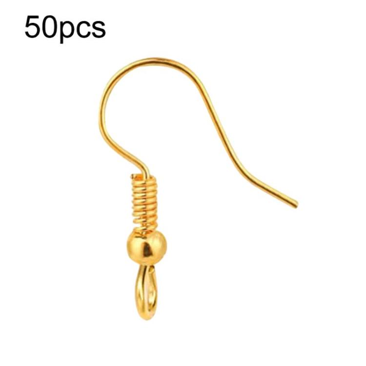 50pcs Stainless Steel Ear Stud & Earring Hooks DIY Jewelry Accessories, Spec: Gold Cross