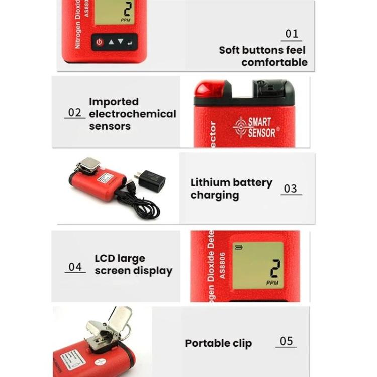 SMART SENSOR Nitrogen Dioxide Gas Concentration Digital Display Detector