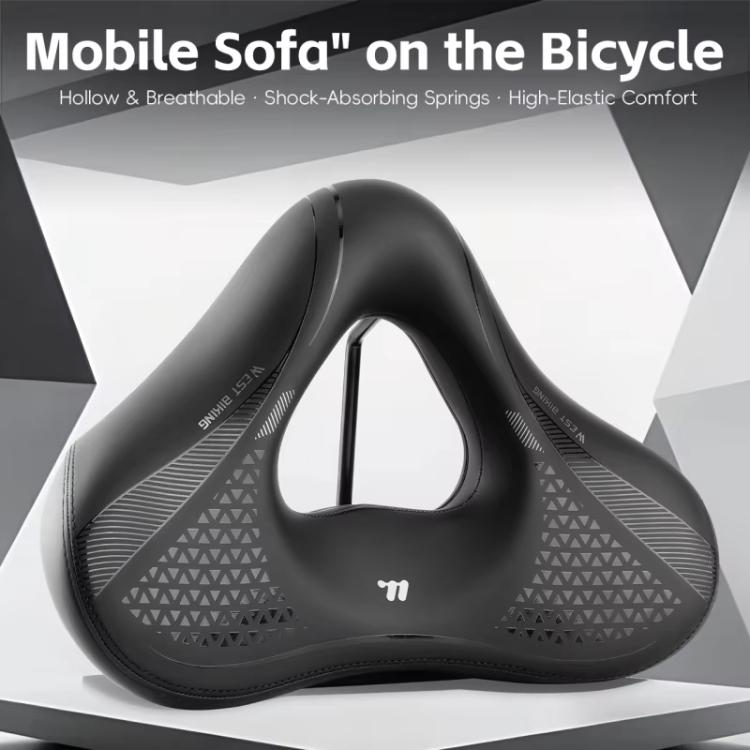 WEST BIKING Comfort Bike Saddle with Shock Absorption Wide Hollow Ventilated Design for Mountain/Road Bicycles, Size: M
