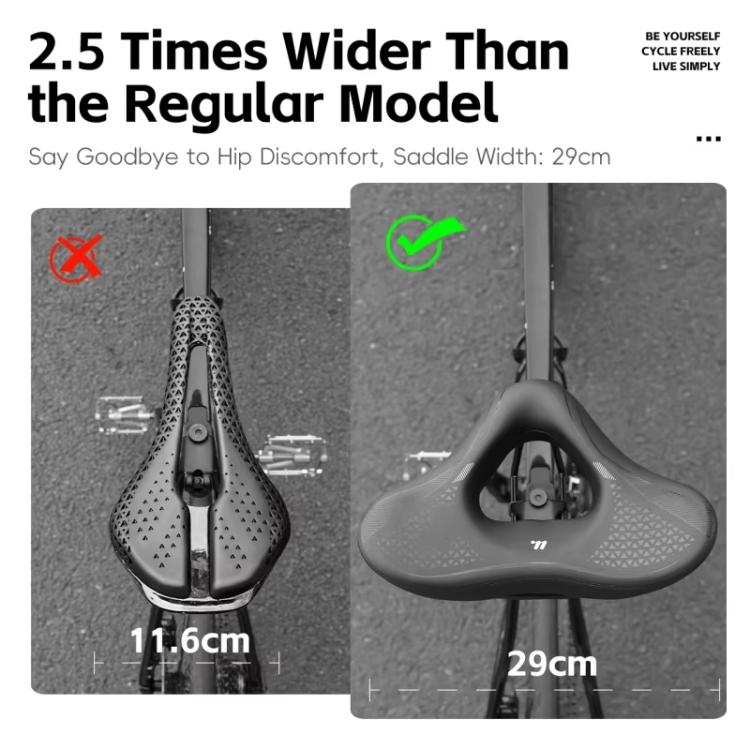 WEST BIKING Comfort Bike Saddle with Shock Absorption Wide Hollow Ventilated Design for Mountain/Road Bicycles, Size: M