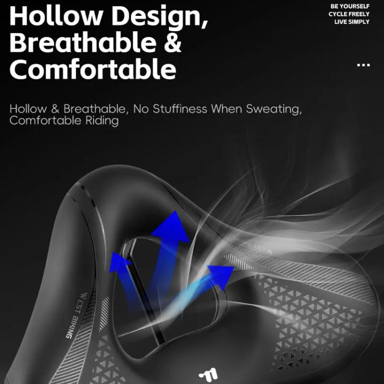 WEST BIKING Comfort Bike Saddle with Shock Absorption Wide Hollow Ventilated Design for Mountain/Road Bicycles, Size: M