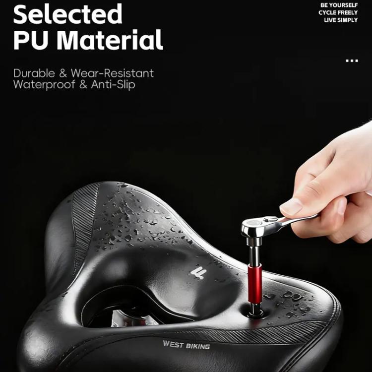 WEST BIKING Comfort Bike Saddle with Shock Absorption Wide Hollow Ventilated Design for Mountain/Road Bicycles, Size: L