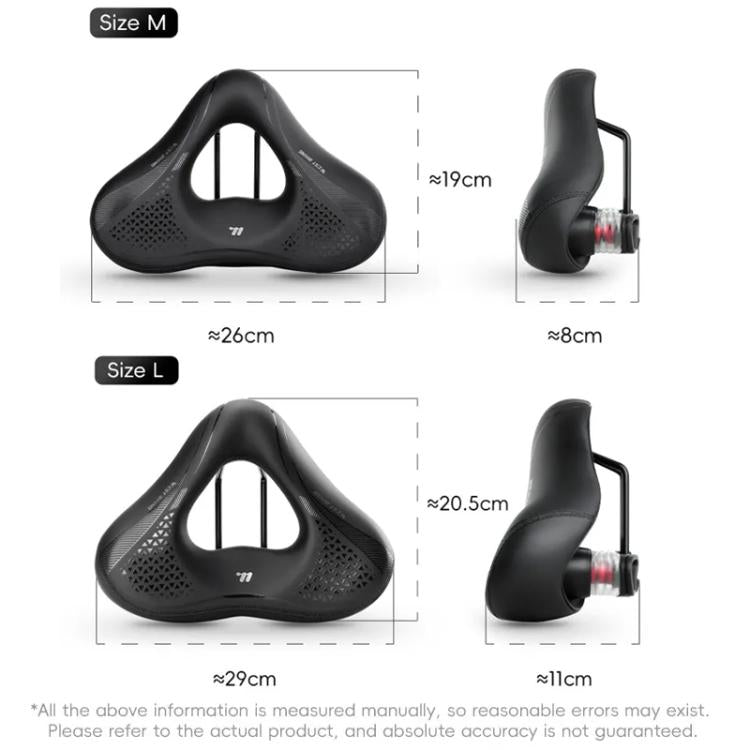 WEST BIKING Comfort Bike Saddle with Shock Absorption Wide Hollow Ventilated Design for Mountain/Road Bicycles, Size: M