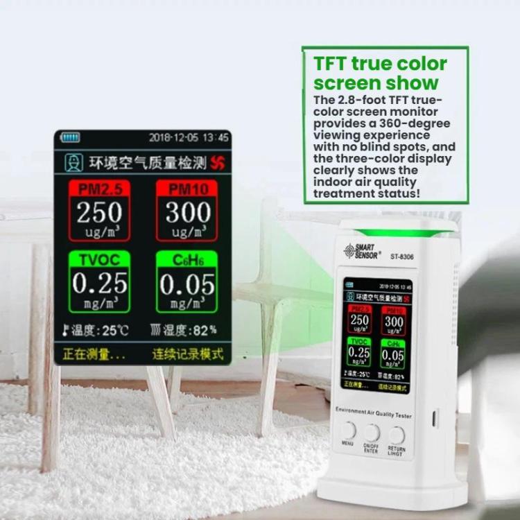 SMART SENSOR Rechargeable Formaldehyde Environmental Air Quality Alarm Detector