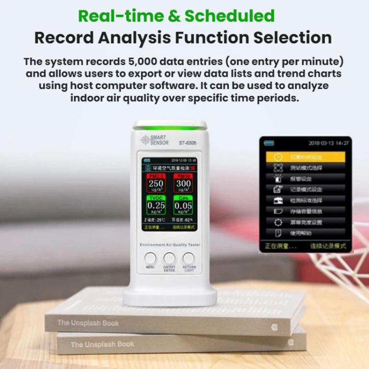 SMART SENSOR Rechargeable Formaldehyde Environmental Air Quality Alarm Detector