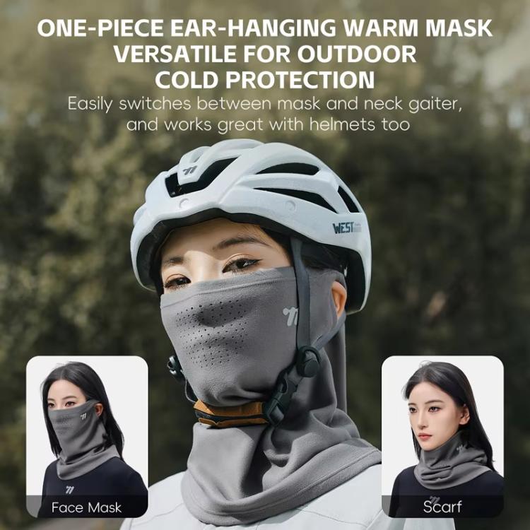 WEST BIKING Winter Ear-Loop Face Mask Double Layer Fleece Windproof Neck Gaiter for Cycling, Size: Free Size
