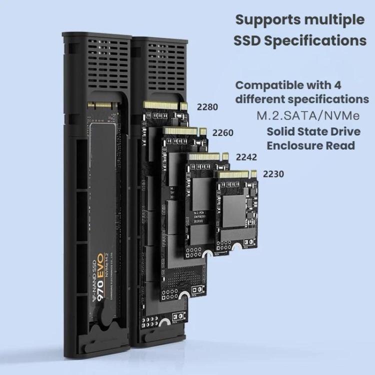 Blueendless M2826SN M.2 NVMe+SATA Portable Hard Drive Enclosure Dual-Bay External M.2 Reader