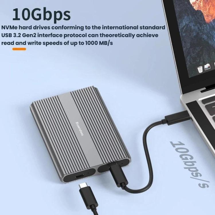Blueendless M2826SN M.2 NVMe+SATA Portable Hard Drive Enclosure Dual-Bay External M.2 Reader