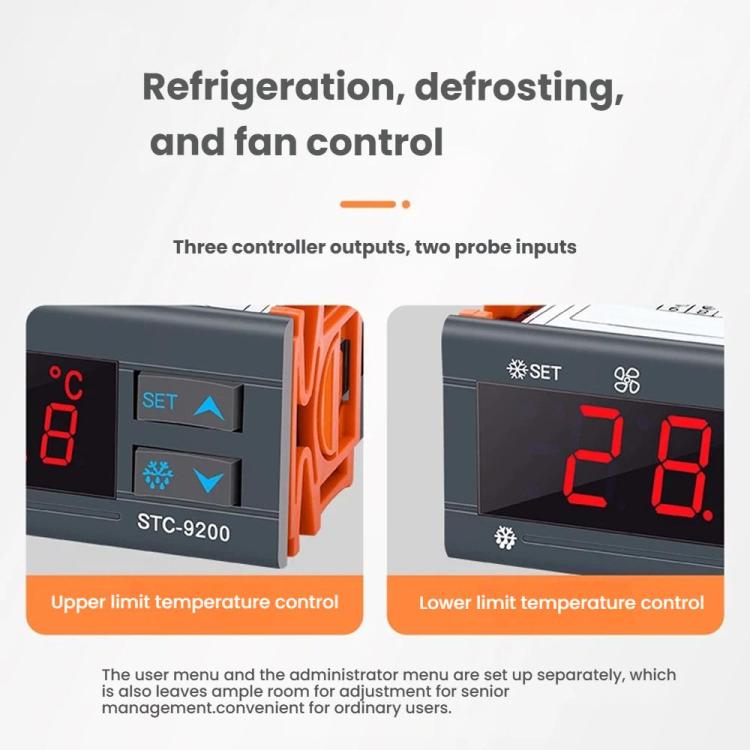 STC-9200 Microcomputer Temperature Controller - 3-Mode Output For Refrigeration, Defrost & Fan Control, Universal For Cold Storage/Chiller Units - English Version