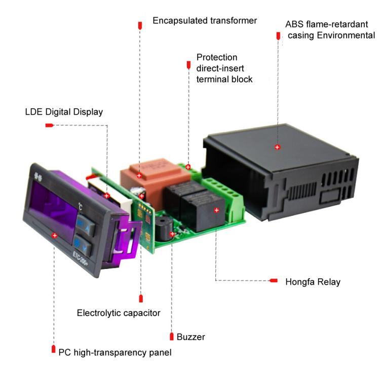 ETC-200+ Digital Temperature Controller with Refrigeration, Heating, Defrost Delay & Alarm 110V  English Version