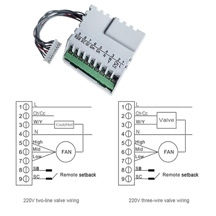 T6861H2WB 220V Digital Thermostat with Large LCD Display for FCU Air Conditioner