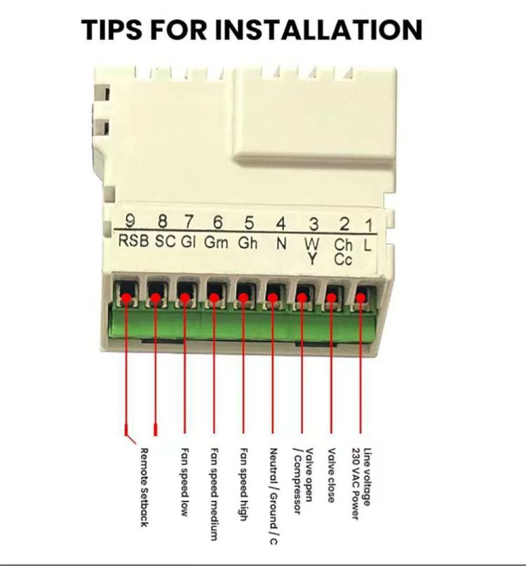T6861H2WB 220V Digital Thermostat with Large LCD Display for FCU Air Conditioner
