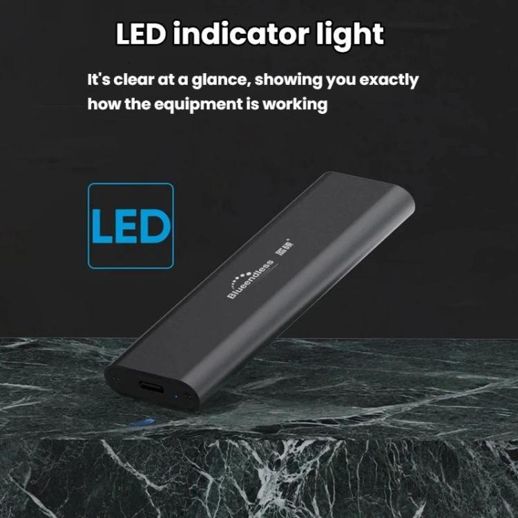 Blueendless 2802N Aluminum Alloy NVMe Portable Hard Drive Enclosure With Screw-Lock M.2 SSD Reader, Spec: With USB+Type-C Cable