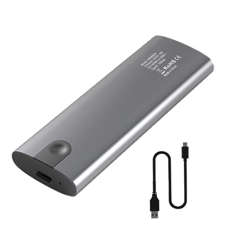 Blueendless M.2 Dual-Protocol Portable Hard Drive Enclosure NVMe/SATA Universal Aluminum Alloy SSD Enclosure, Style: Curved With Type-C To USB Cable