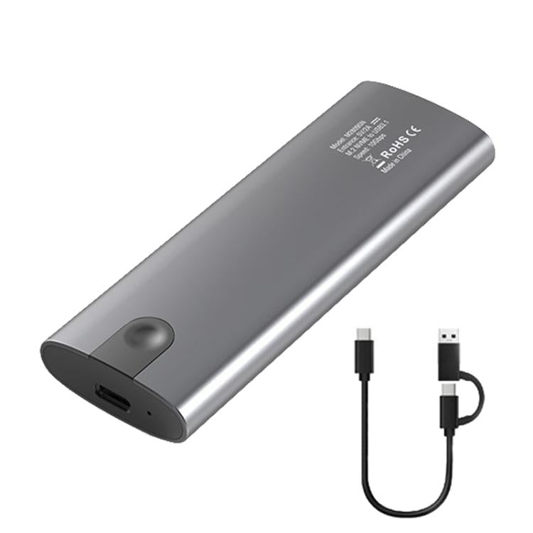 Blueendless M.2 Dual-Protocol Portable Hard Drive Enclosure NVMe/SATA Universal Aluminum Alloy SSD Enclosure, Style: Curved With 2 In 1 Cable