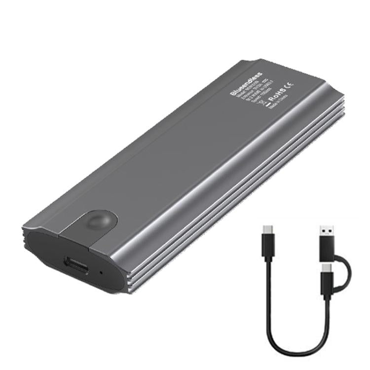Blueendless M.2 Dual-Protocol Portable Hard Drive Enclosure NVMe/SATA Universal Aluminum Alloy SSD Enclosure, Style: Striped With 2 In 1 Cable
