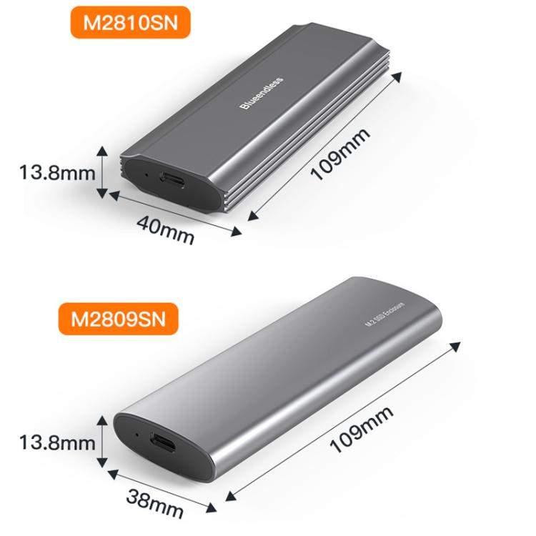 Blueendless M.2 Dual-Protocol Portable Hard Drive Enclosure NVMe/SATA Universal Aluminum Alloy SSD Enclosure, Style: Striped With 2 In 1 Cable
