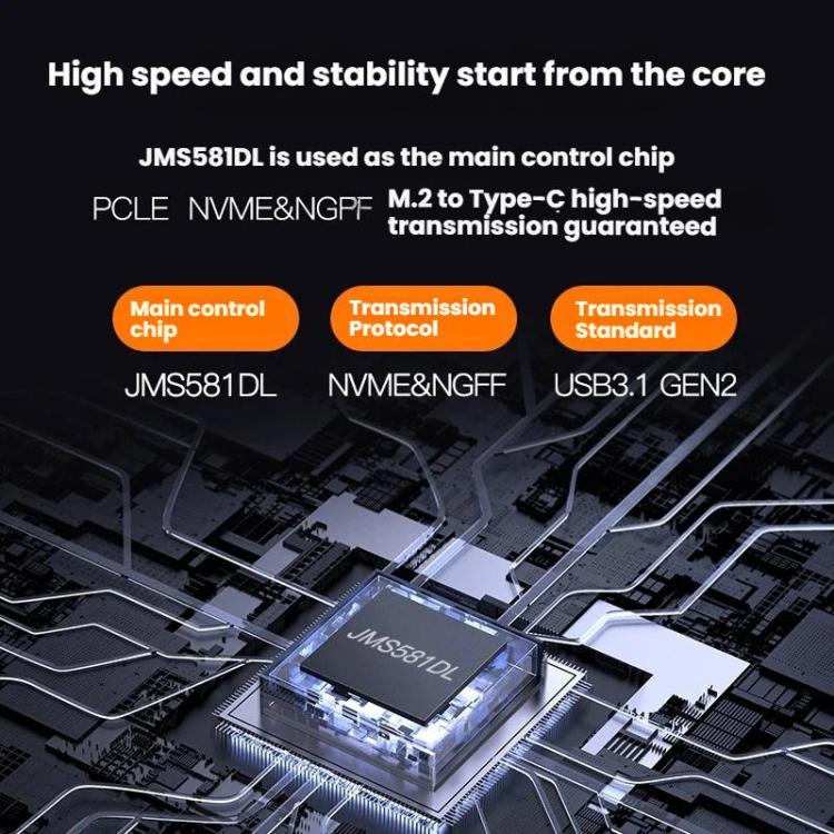 Blueendless M.2 Dual-Protocol Portable Hard Drive Enclosure NVMe/SATA Universal Aluminum Alloy SSD Enclosure, Style: Curved With 2 In 1 Cable