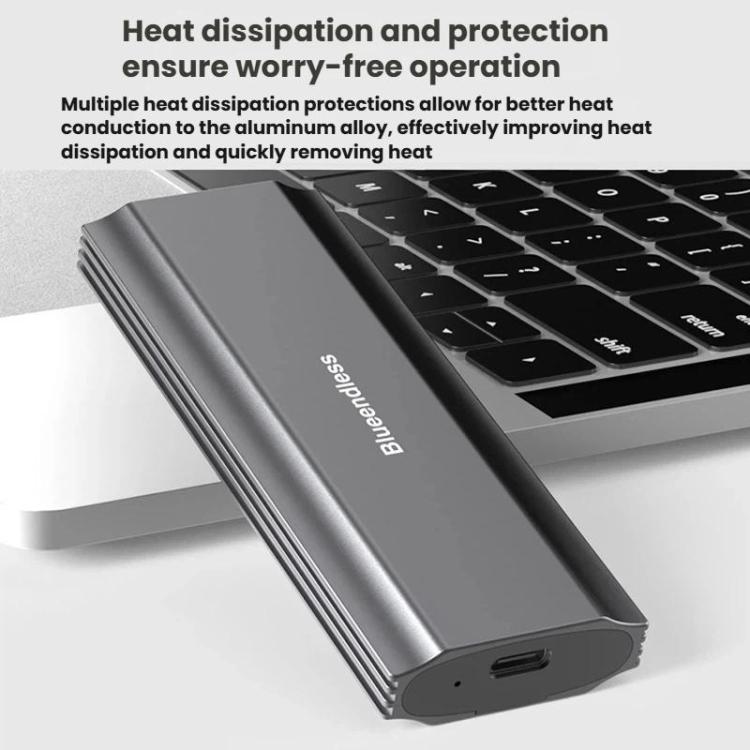 Blueendless M.2 Dual-Protocol Portable Hard Drive Enclosure NVMe/SATA Universal Aluminum Alloy SSD Enclosure, Style: Curved With Type-C To USB Cable