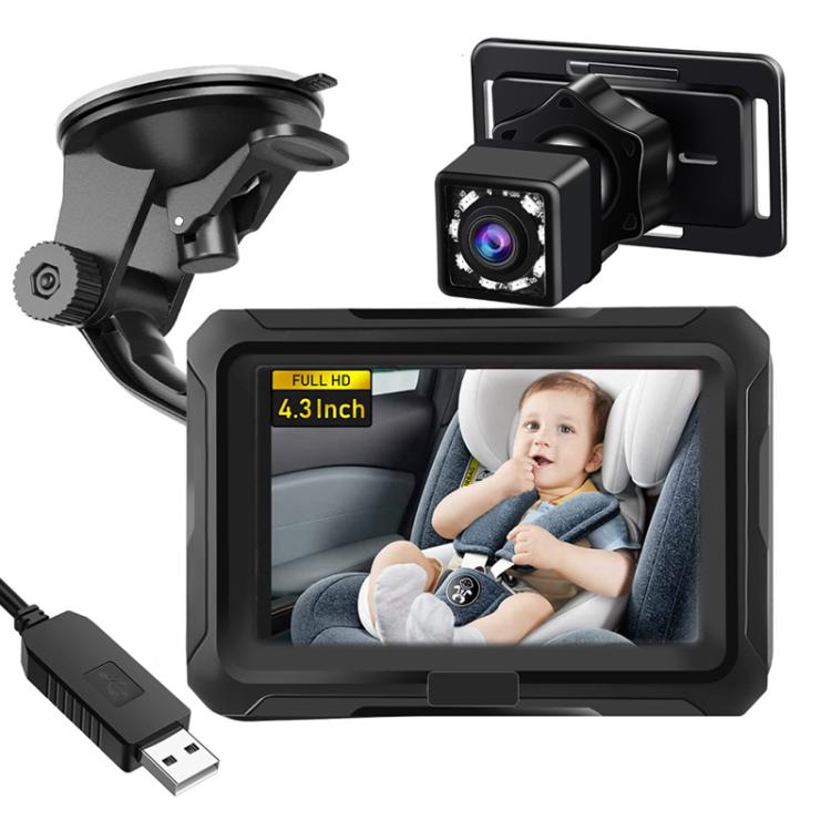 4.3 Inch 1080P HD Car Baby Monitor Infrared Night Vision Camera, Spec: With USB