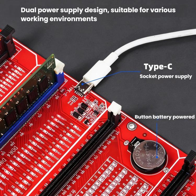 HuiMinTONG HΜΤ-TT07 For DDR3 / DDR4 UDMM / Desktop DDR5 / Server DDR5 Memory Modules 4 In 1 Tester With LED Indicator