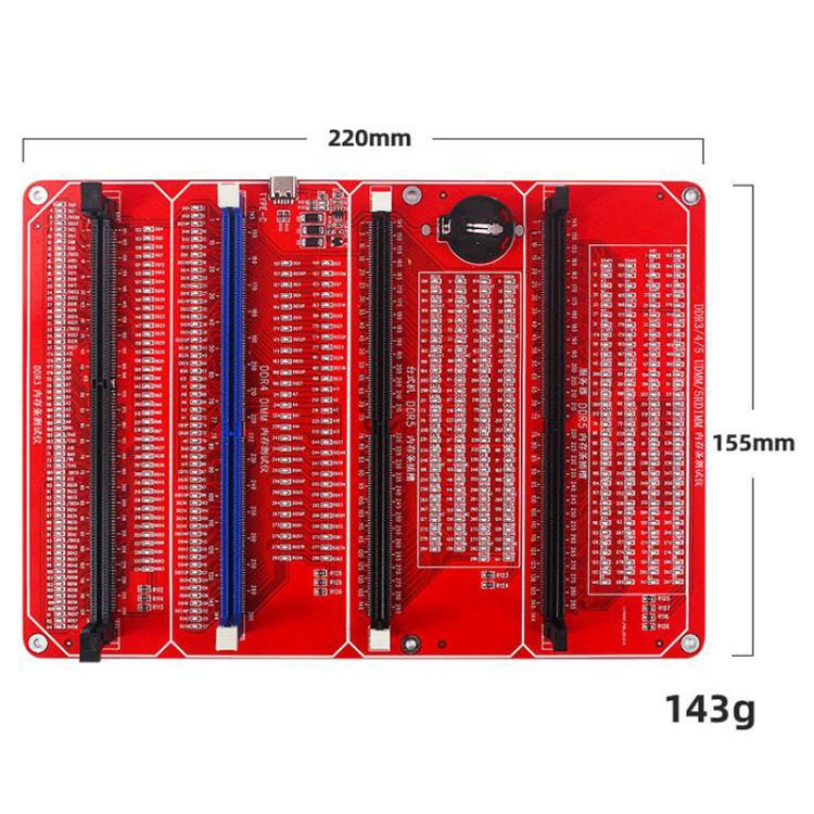 HuiMinTONG HΜΤ-TT07 For DDR3 / DDR4 UDMM / Desktop DDR5 / Server DDR5 Memory Modules 4 In 1 Tester With LED Indicator