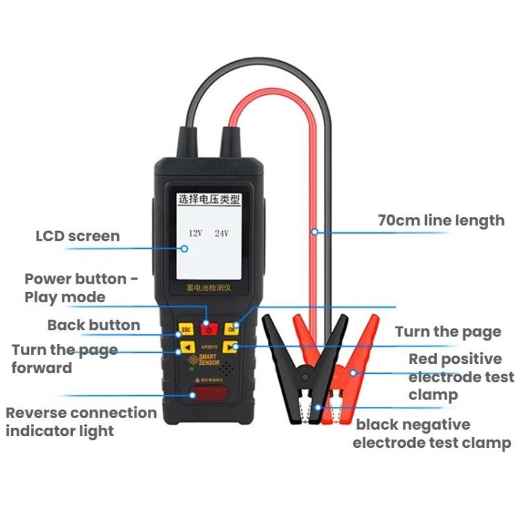 SMART SENSOR 12V/24V Car Battery Performance Tester