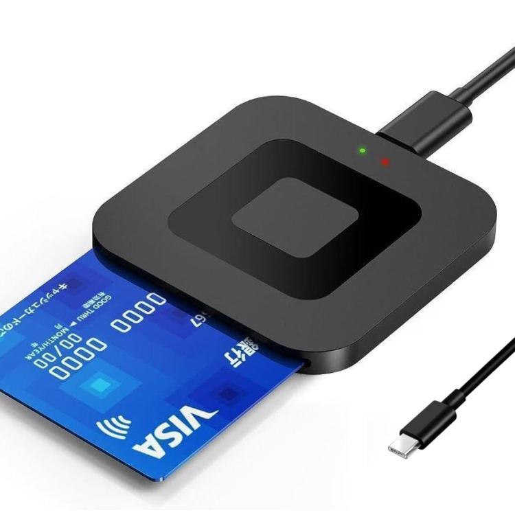 Square Smart Card Reader For Bank Cards Tax Filing Storage Cards, Interface: Type-C
