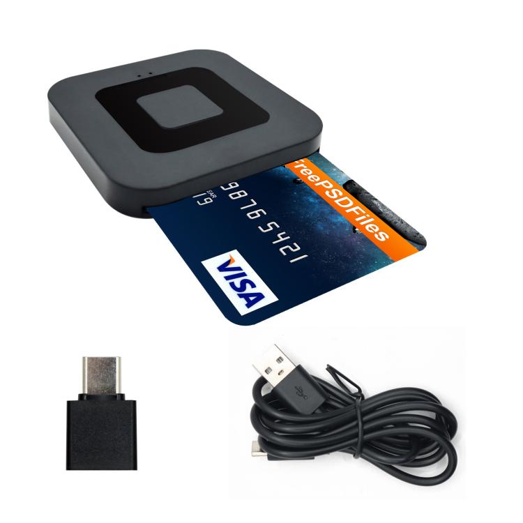 Square Smart Card Reader For Bank Cards Tax Filing Storage Cards, Interface: USB