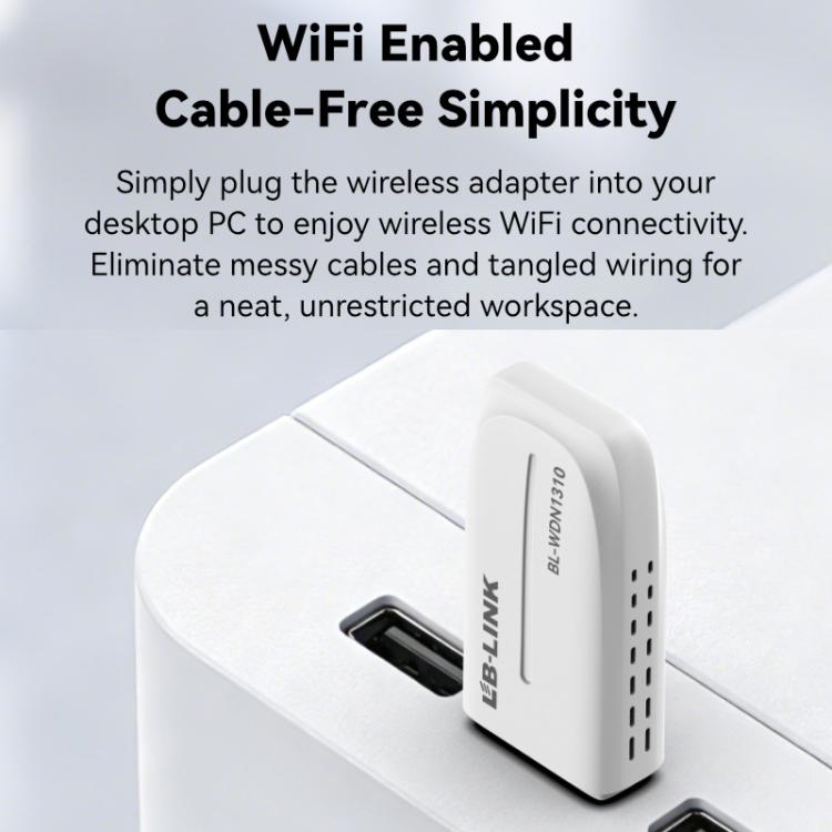 LB-LINK BL-WDN1310 1300Mbps Driver-Free Dual-Band 5GHz Desktop/Laptop Wireless Network Adapter Receiver Transmitter USB External Network Card - White