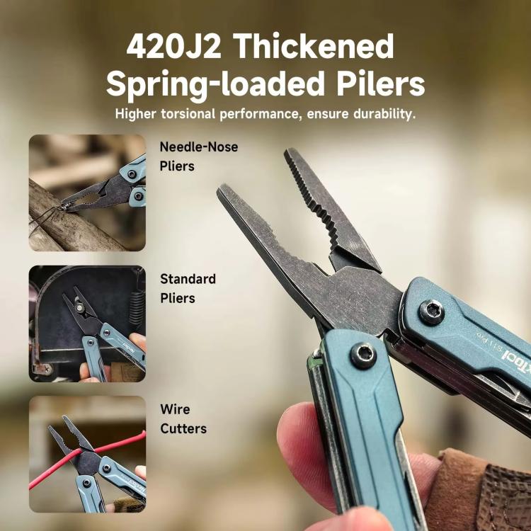 NexTool S11 Pro Mini Sailor 12-In-1 Outdoor Multi Tool Pocket Knife Folding Pliers Wire Cutters EDC Survival Kit - Blue Black