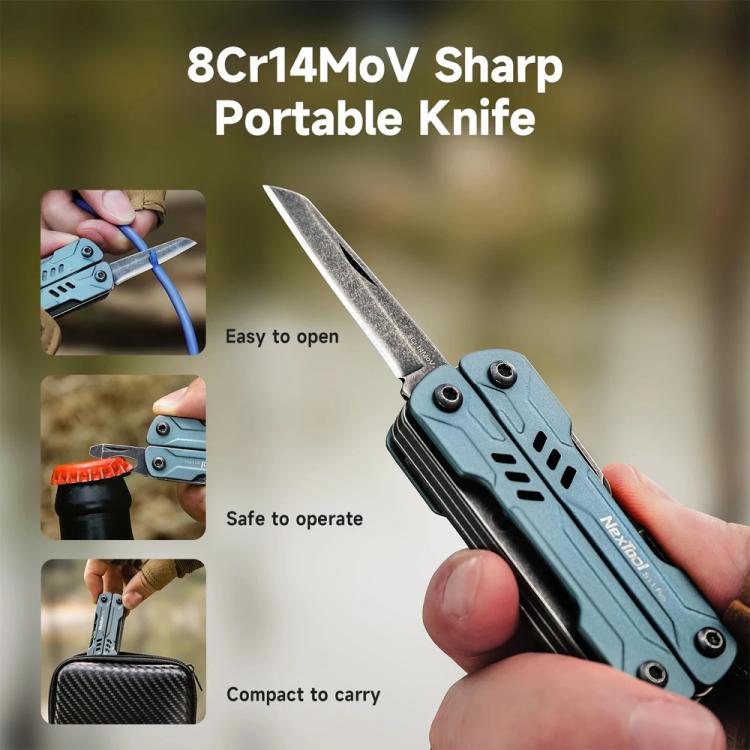 NexTool S11 Pro Mini Sailor 12-In-1 Outdoor Multi Tool Pocket Knife Folding Pliers Wire Cutters EDC Survival Kit - Blue Black
