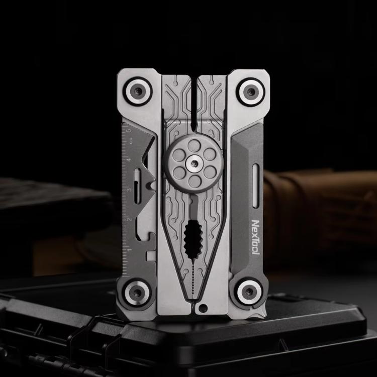 Nextool Silver Blade EDC Tool 14 In 1 Pocket Folding Pliers Screwdriver Wrench Knife With Leather Case - NE20182