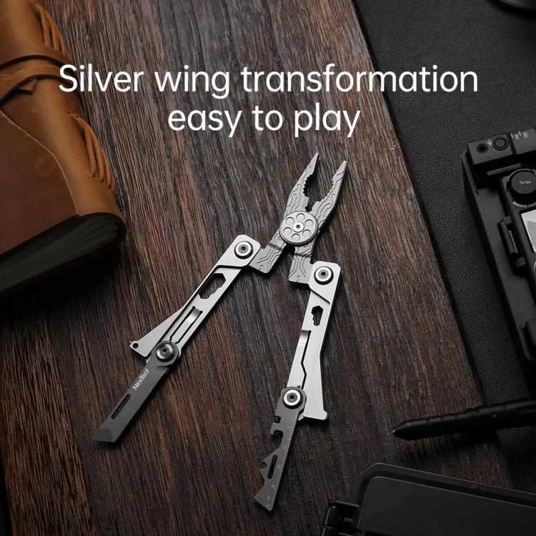 Nextool Silver Blade EDC Tool 14 In 1 Pocket Folding Pliers Screwdriver Wrench Knife With Leather Case - NE20182