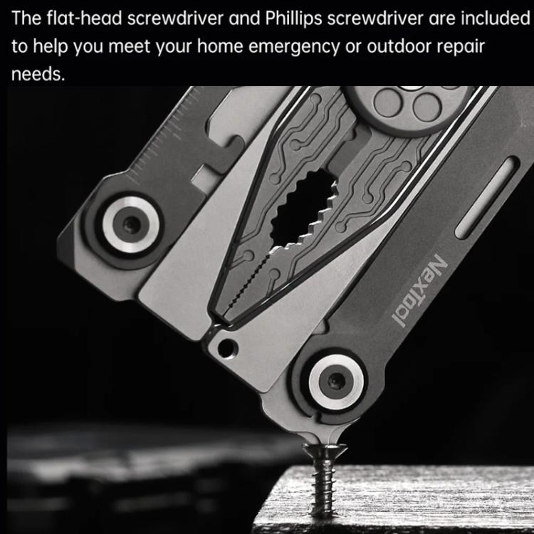 Nextool Silver Blade EDC Tool 14 In 1 Pocket Folding Pliers Screwdriver Wrench Knife With Leather Case - NE20182