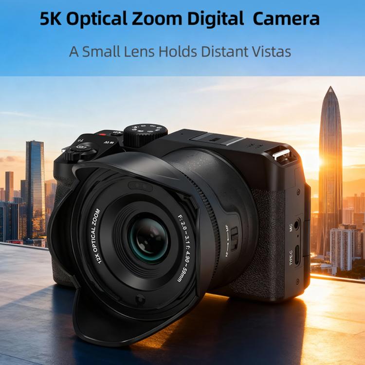 G650 5K / 72MP WiFi Digital Video Camera Camcorder 2.8 Inch IPS Screen 12X Optical Zoom - Black