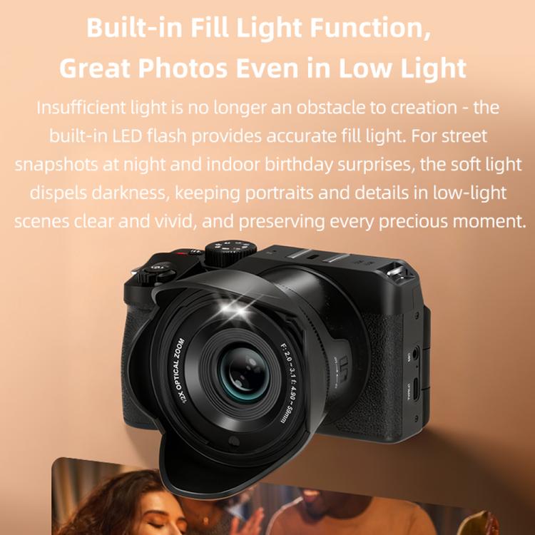 G650 5K / 72MP WiFi Digital Video Camera Camcorder 2.8 Inch IPS Screen 12X Optical Zoom - Black