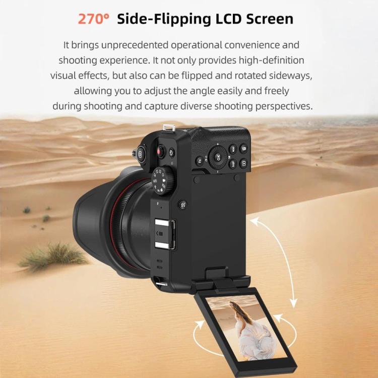 G650 5K / 72MP WiFi Digital Video Camera Camcorder 2.8 Inch IPS Screen 12X Optical Zoom - Black