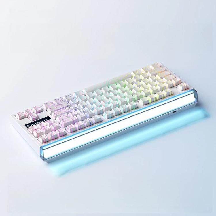 LANGTU T87 Hot-Pluggable Wireless Bluetooth Triple-Mode Mechanical Keyboard Office & Gaming Keyboard, Style: White Contour Line TTC Instant Gold Axis Dual 1K