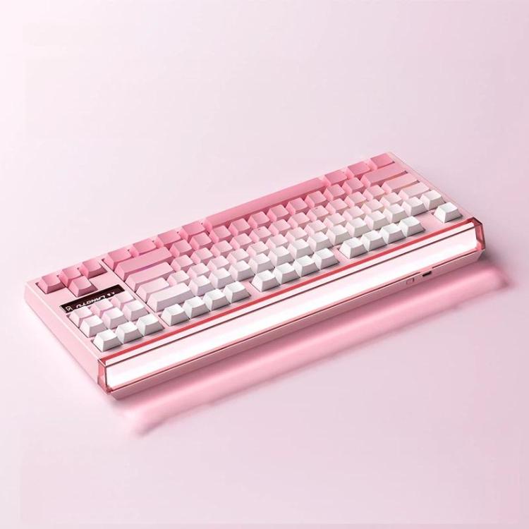 LANGTU T87 Hot-Pluggable Wireless Bluetooth Triple-Mode Mechanical Keyboard Office & Gaming Keyboard, Style: Mist Peach Side-Etched TTC Instant Gold Axis Dual 8K Ultra